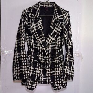 A Wrapper Women's Coat Jacket Houndstooth Trendy Fashionable Double Breasted XL